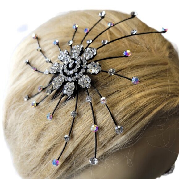 Bridal Hair Pins Black Crystal HairComb Hair Accessories Jewelry - Picture 5 of 9